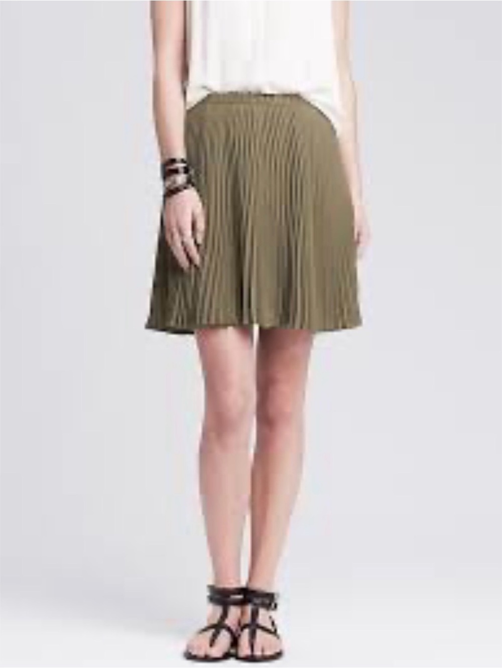 Banana Republic Olive Pleated Mini Skirt